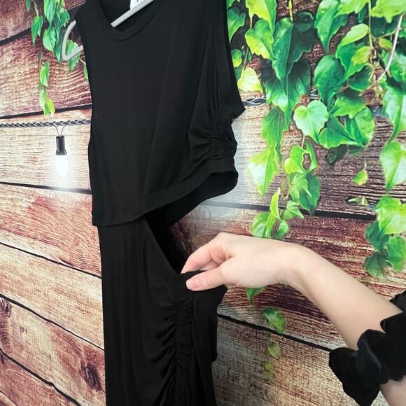 A.L.C. Jaxon Black Side Cut Out Maxi Dress Large Bodycon Sleeveless Sexy - Picture 5 of 10